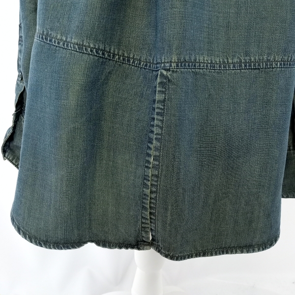 Bella Dahl Tencel Chambray Hi/Low Button Down Shirt - Picture 9 of 11